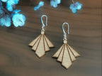 Art Deco Laser-Cut and Engraved Wooden Stud Earrings for a Trendy Statement